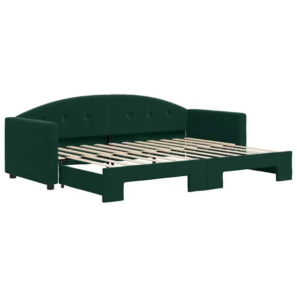 vidaXL Lit de jour avec gigogne sans matelas vert fonc&eacute; 80x200 cm