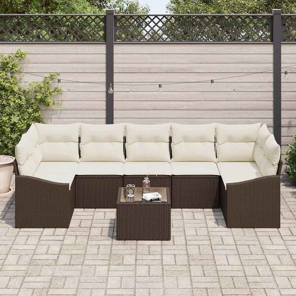 vidaXL Ensemble de Canap&eacute;s Marron et Cr&egrave;me 55 x 55 x 37 cm polyrotin