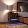 vidaXL Table de chevet murale avec lumi&egrave;res LED ch&ecirc;ne fum&eacute;