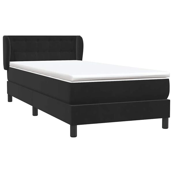 vidaXL Sommier &agrave; lattes de lit avec matelas noir 90x210 cm velours