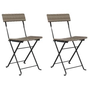 vidaXL Chaises de bistrot pliantes lot de 2 Gris R&eacute;sine tress&eacute;e acier