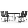 vidaXL Ensemble &agrave; manger de jardin 5 pcs Noir