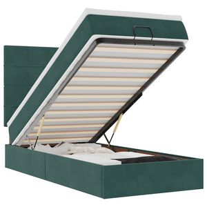 vidaXL Cadre de lit ottoman avec matelas vert fonc&eacute; 90x200 cm velours