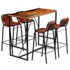 vidaXL Ensemble de bar 5 pcs Bois massif recycl&eacute; et cuir de ch&egrave;vre