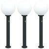 vidaXL Bornes lumineuses avec d&eacute;tecteur lot de 3 80 cm noir IP44