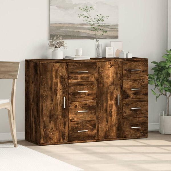 vidaXL Buffets 2 pcs ch&ecirc;ne fum&eacute; 59x39x80 cm bois d'ing&eacute;nierie