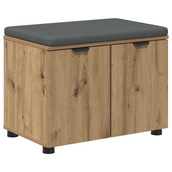 vidaXL Banc d'entr&eacute;e avec coussin Ch&ecirc;ne artisanal 60 x 38 x 46 cm