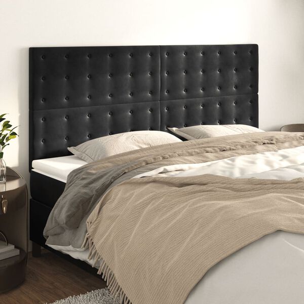 vidaXL T&ecirc;te de lit Noir 200x5x118/128 cm Velours