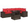 vidaXL Ensemble de canap&eacute; de jardin 6 pcs avec coussins marron r&eacute;sine tress&eacute;e