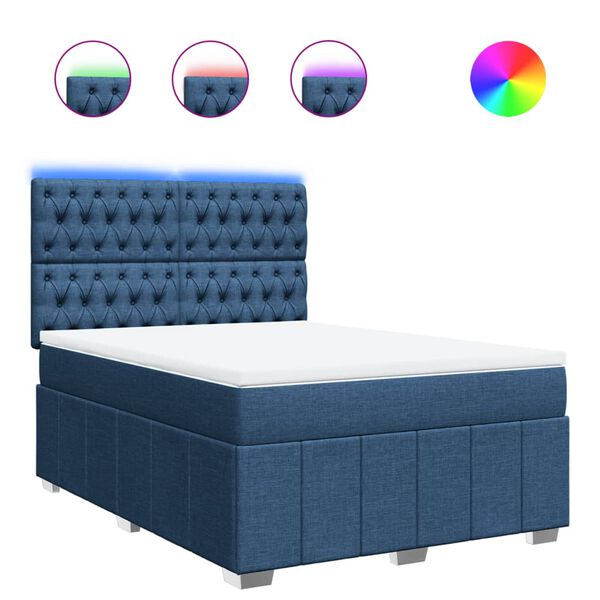 vidaXL Sommier &agrave; lattes de lit avec matelas Bleu 160x200 cm Tissu