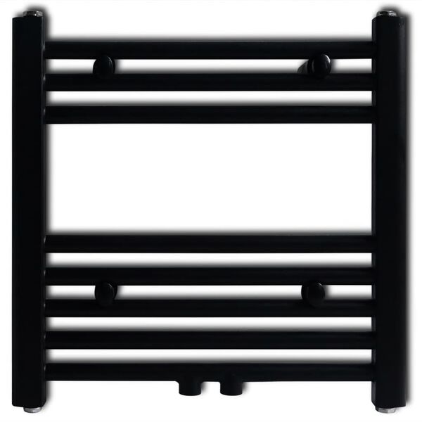vidaXL Sèche-serviettes eau chaude à rails droits noir 480 x 480 mm