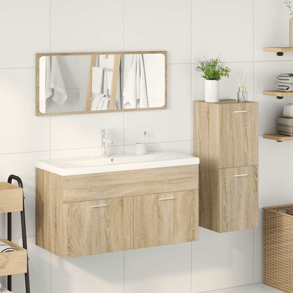 vidaXL Ensemble de meubles de salle de bain 4 pcs ch&ecirc;ne sonoma