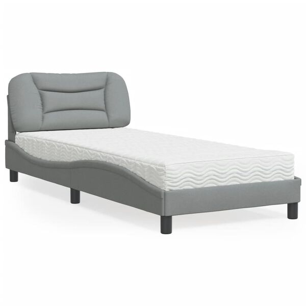 vidaXL Lit avec matelas Hvar gris clair 80x200 cm tissu
