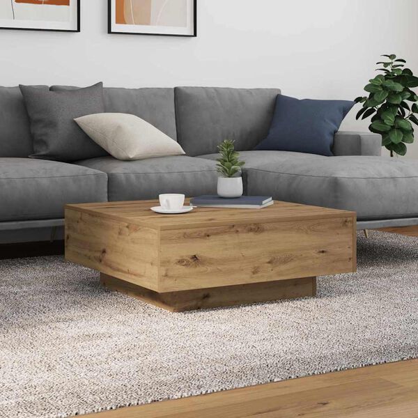 vidaXL Table basse Ch&ecirc;ne artisanal 80 x 80 x 31 cm Bois d'ing&eacute;nierie