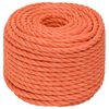 vidaXL Corde de travail Orange 10 mm 25 m Polypropyl&egrave;ne