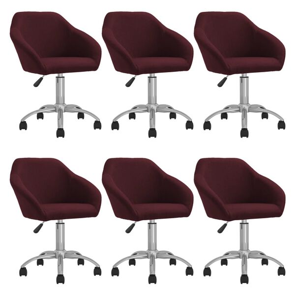 vidaXL Chaises pivotantes &agrave; manger lot de 6 violet tissu