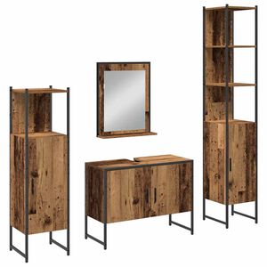 vidaXL Ensemble de mobilier de salle de bain avec &eacute;tag&egrave;re 4 pcs Marron