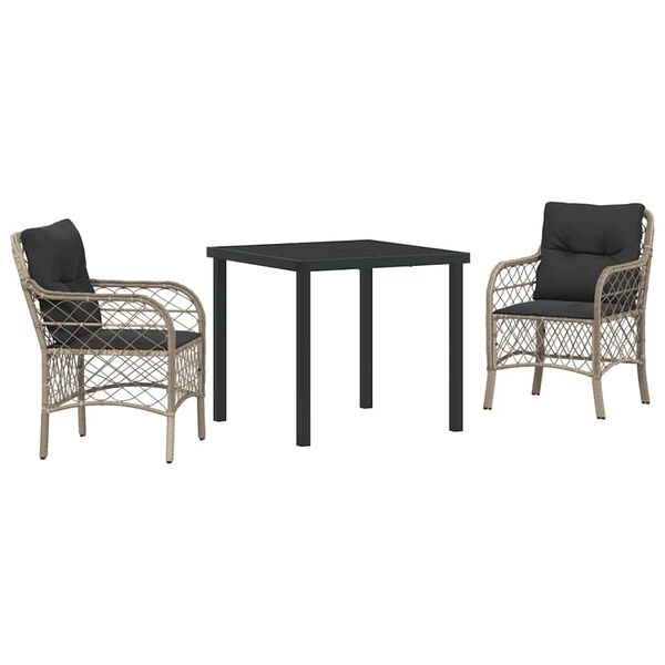 vidaXL Ensemble de salle &agrave; manger pour jardin 3 pcs Gris clair