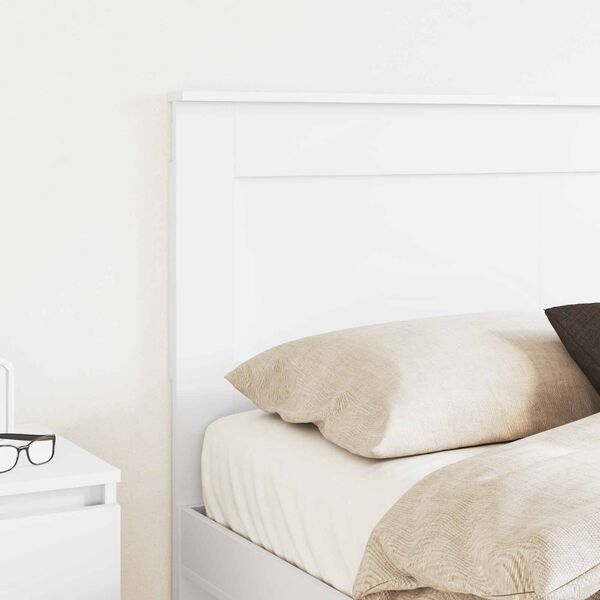 vidaXL T&ecirc;te de lit avec t&ecirc;te de lit Blanc 135 cm Bois d'ing&eacute;nierie