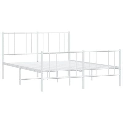 vidaXL Cadre de lit métal sans matelas et pied de lit blanc 160x200 cm