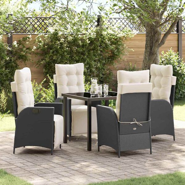 vidaXL Ensemble de salle &agrave; manger pour jardin 5 pcs Noir polyrotin