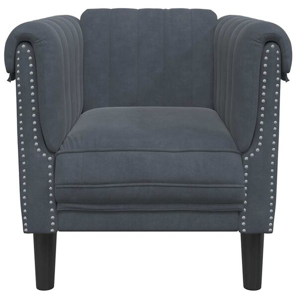 vidaXL Fauteuil gris fonc&eacute; velours