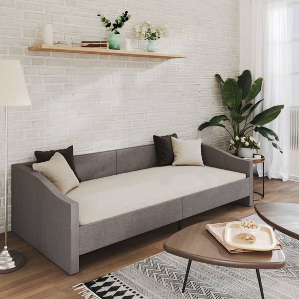 vidaXL Lit avec matelas et USB Gris clair Tissu 90x200 cm