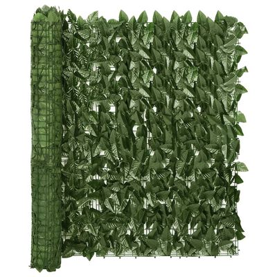 vidaXL Écran de balcon avec feuilles vert foncé 600x100 cm