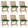vidaXL Chaises pliantes avec coussins, 6 pi&egrave;ces, en teck massif