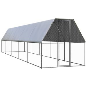 vidaXL Poulailler d'ext&eacute;rieur 2x10x2 m Acier galvanis&eacute;