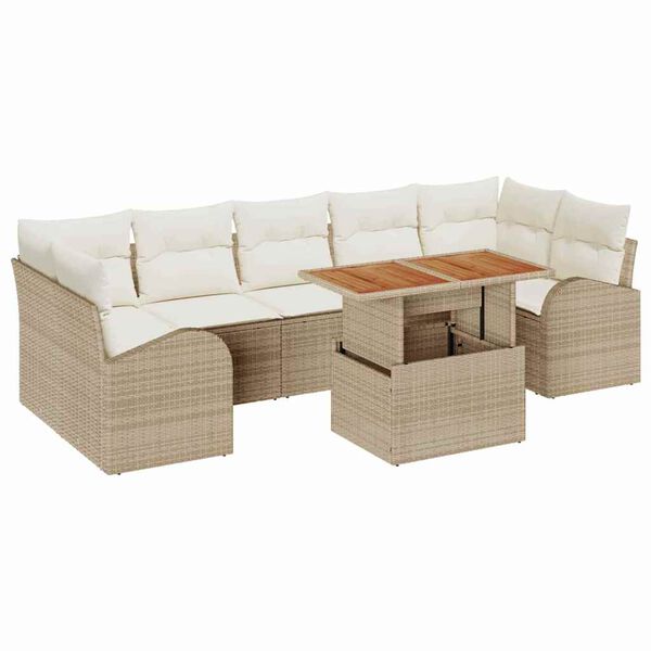 vidaXL Ensemble de canap&eacute; de jardin 8 pcs Beige Poly rotin