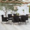 vidaXL Ensemble &agrave; manger de jardin 7 pcs Noir