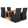 vidaXL Ensemble &agrave; manger de jardin 5 pcs Noir