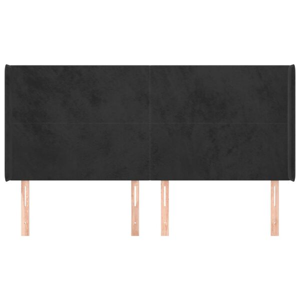 vidaXL T&ecirc;te de lit avec oreilles Noir 203x16x118/128 cm Velours