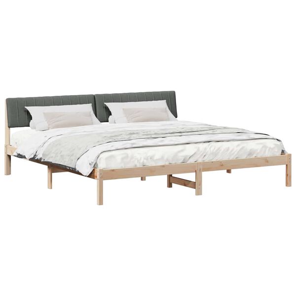 vidaXL Cadre de lit avec t&ecirc;te de lit marron et gris fonc&eacute; 200 x 200 cm