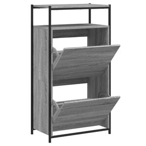 vidaXL Armoire &agrave; chaussures Sonoma gris 60x34x112 cm Bois d'ing&eacute;nierie
