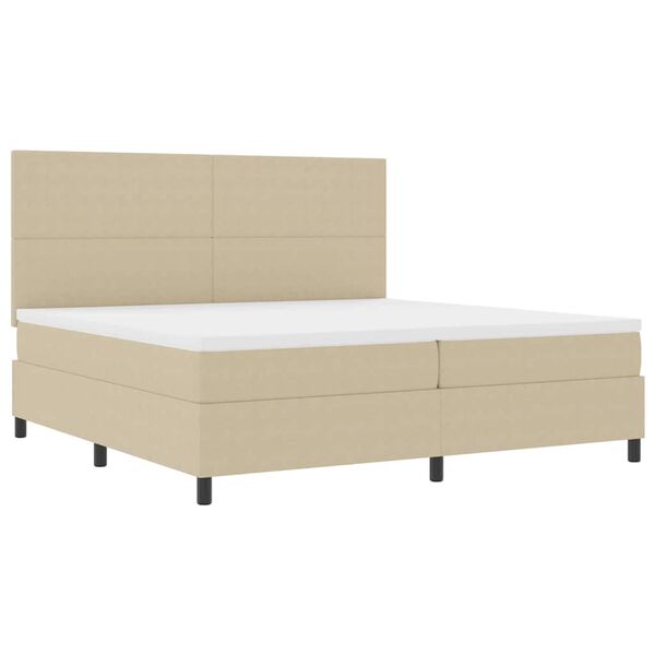 vidaXL Lit &agrave; ressort LED Gris clair et blanc 200 x 200 cm