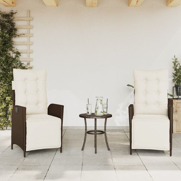 vidaXL Chaises inclinables de jardin lot de 2 avec repose-pied rotin