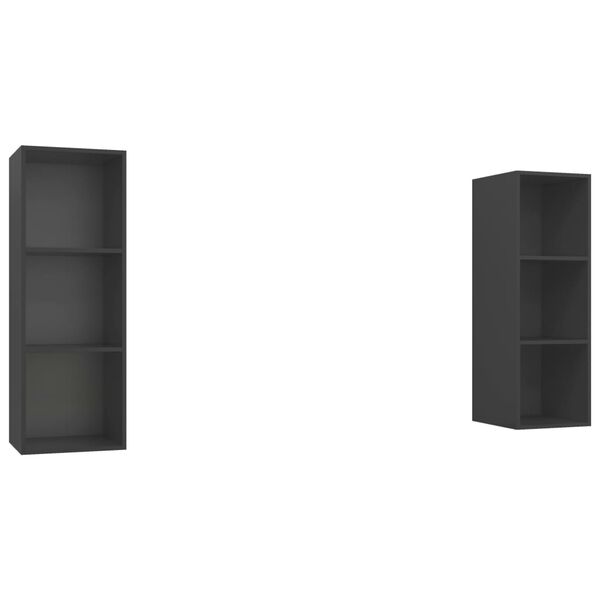 vidaXL Meubles TV muraux 2 pcs Gris Bois d'ing&eacute;nierie