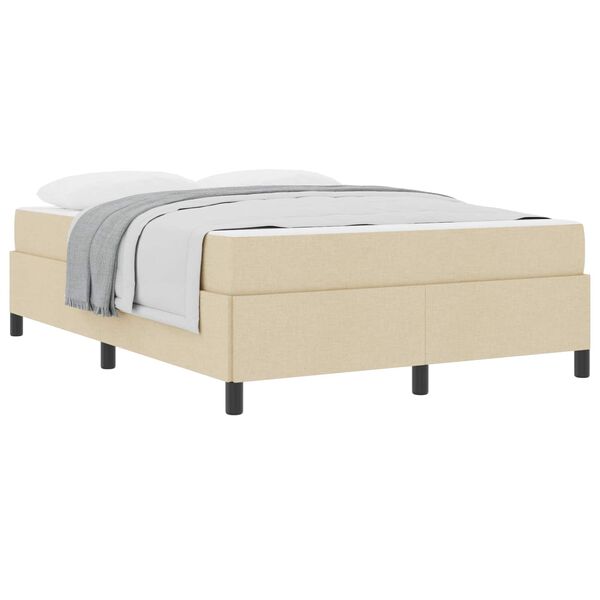 vidaXL Lit &agrave; ressorts avec matelas Cr&egrave;me 140 x 190 cm tissu