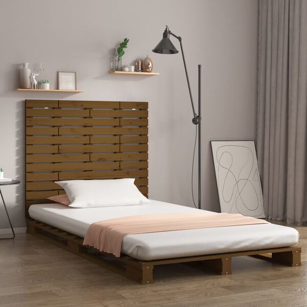 vidaXL T&ecirc;te de lit murale Marron miel 141x3x91,5 cm Bois massif de pin