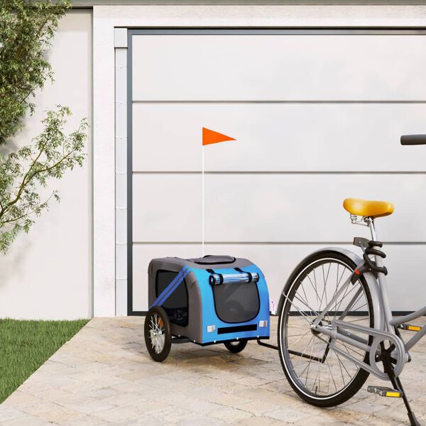 vidaXL Remorque de v&eacute;lo pour animaux de compagnie bleu et gris