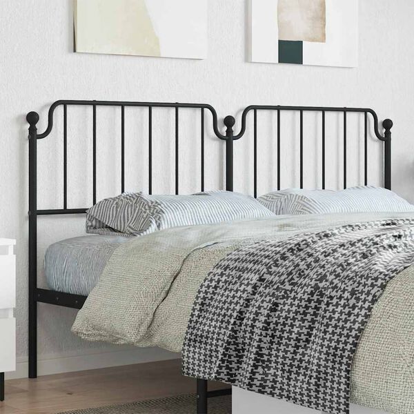 vidaXL T&ecirc;te de lit de remplacement m&eacute;tal noir 180 cm