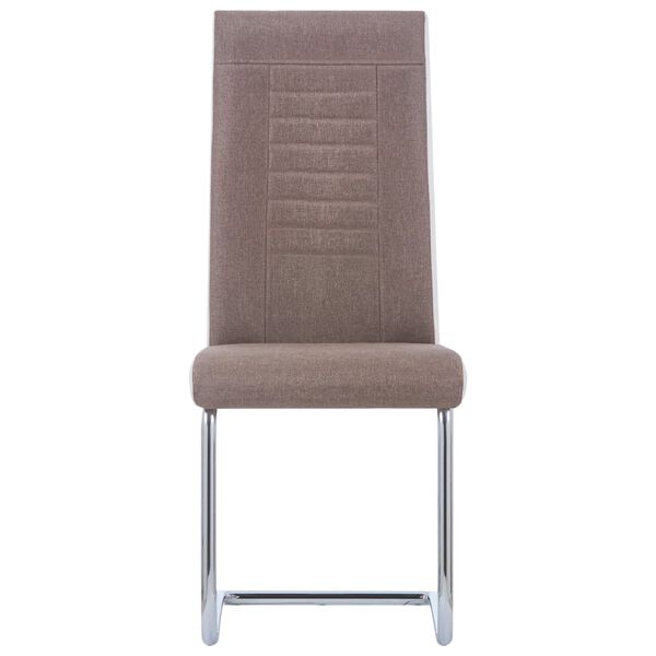 vidaXL Chaises &agrave; manger cantilever lot de 4 marron tissu