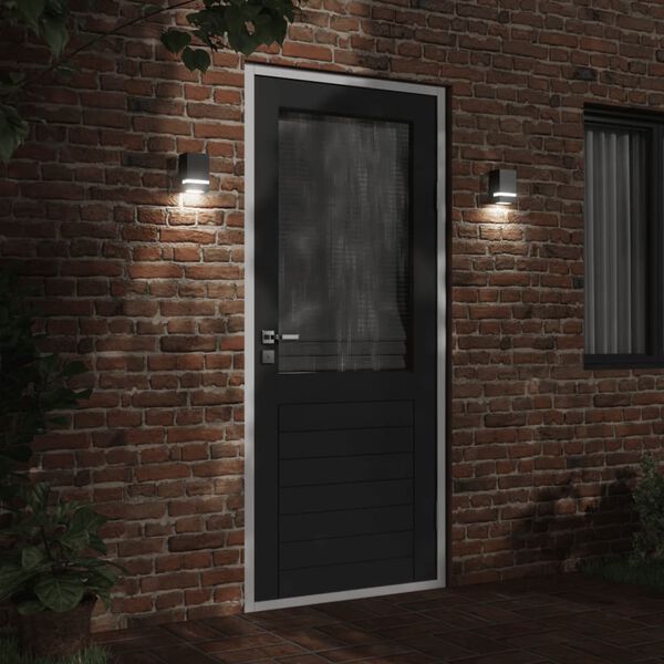 vidaXL Appliques murales d'ext&eacute;rieur 2 pcs noir acier inoxydable