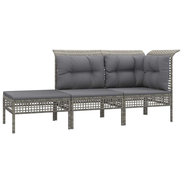 vidaXL Salon de jardin 8 pcs avec coussins Gris R&eacute;sine tress&eacute;e