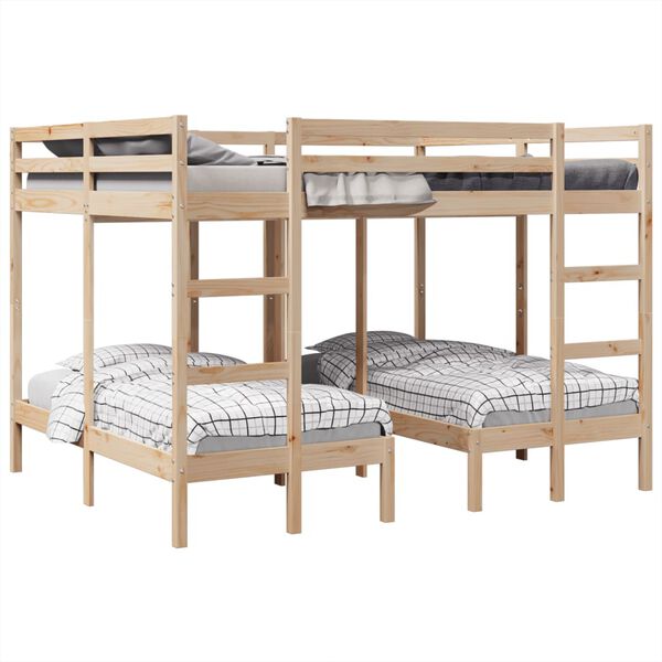 vidaXL Lit superpos&eacute; triple 160x200/80x160 cm bois de pin massif
