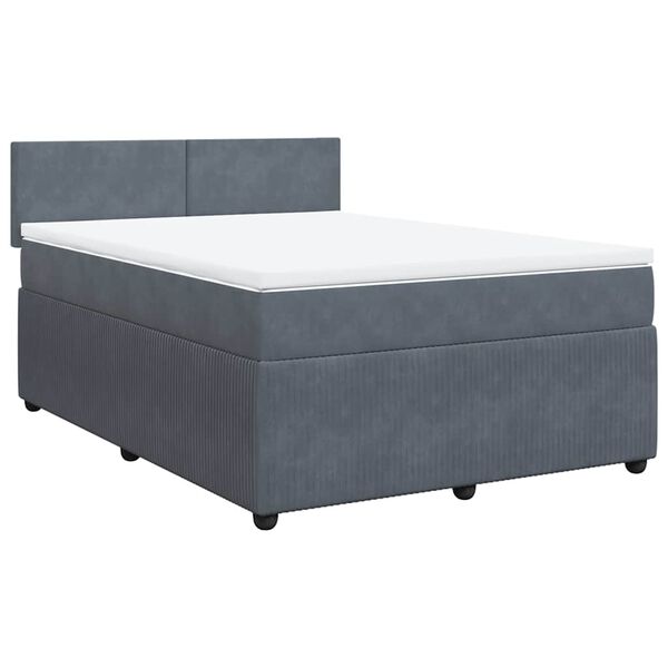 vidaXL Sommier &agrave; lattes de lit et matelas Gris fonc&eacute; 140x200cm Velours