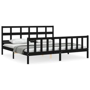 vidaXL Cadre de lit sans matelas noir 200x200 cm bois massif de pin