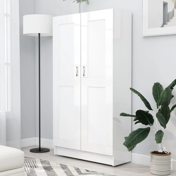 vidaXL Biblioth&egrave;que Blanc brillant 82,5x30,5x150 cm Bois d&rsquo;ing&eacute;nierie